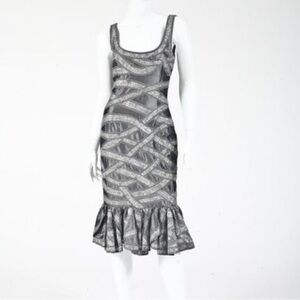 Naeem Khan 100% silk beaded Mermaid Cocktail dress USA (Flawed- read)